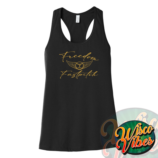 Freedom Fastpitch Ladies Wings Racerback Tank Top