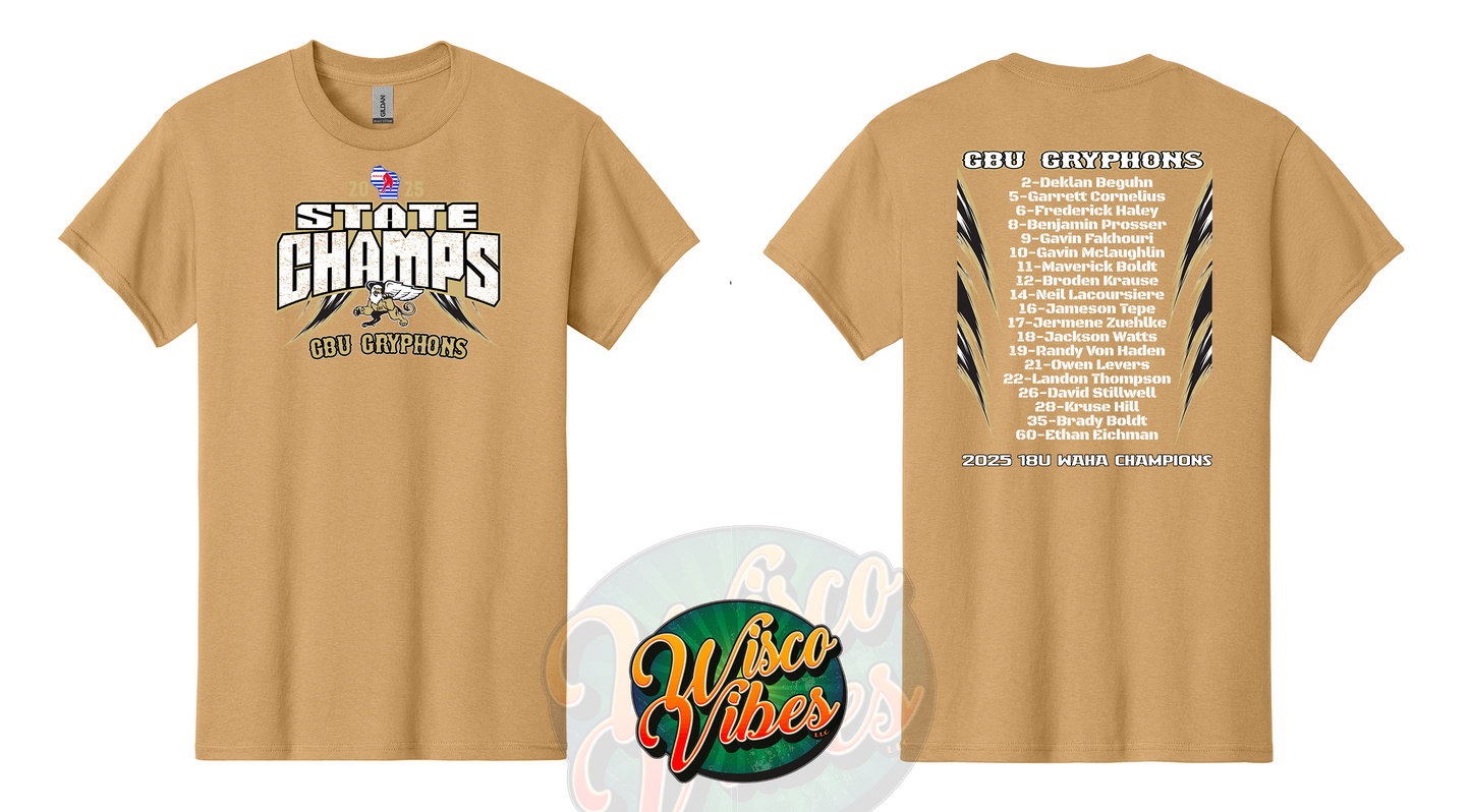 GBU Gryphons 2025 State Champ T-shirt