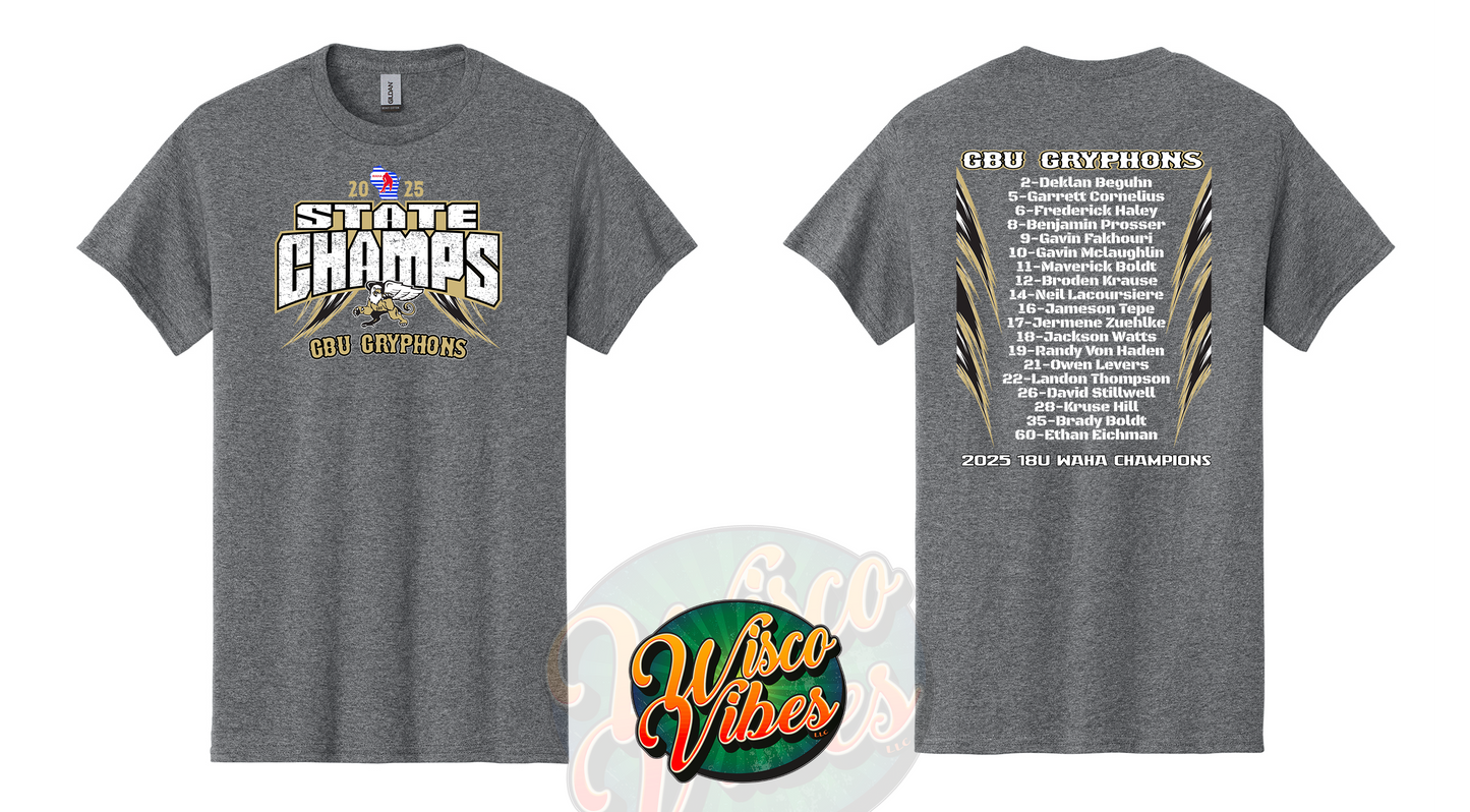 GBU Gryphons 2025 State Champ T-shirt