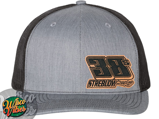 Streblow leather patch trucker hat