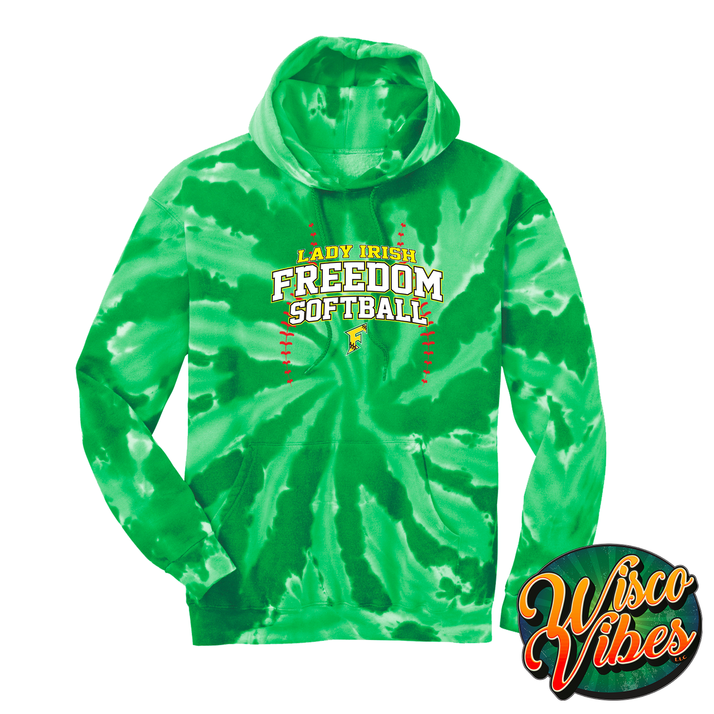 Tie Die Freedom Fastpitch Irish stitches hoodie