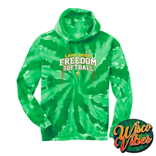 Tie Die Freedom Fastpitch Irish stitches hoodie