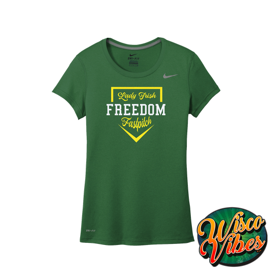 Ladies Scoop Neck Nike Freedom Freedom Fastpitch Glitter T-Shirt