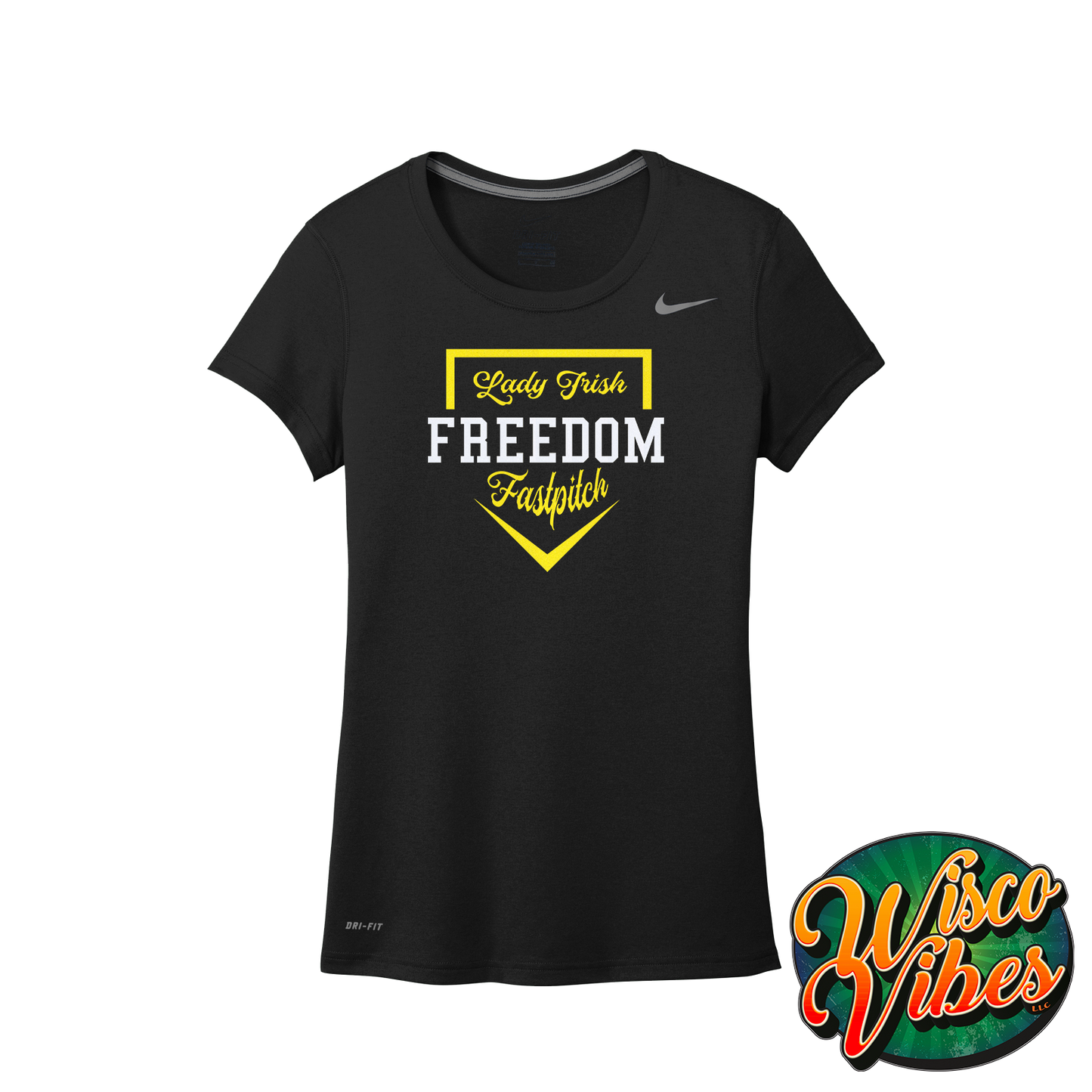 Ladies Scoop Neck Nike Freedom Freedom Fastpitch Glitter T-Shirt